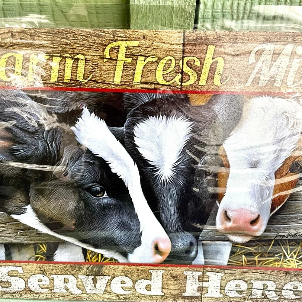 NEW Farm Fresh Milk Cow Metal Sign